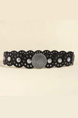 Round Shape PU Leather Belt - Trendsi - Flyclothing LLC