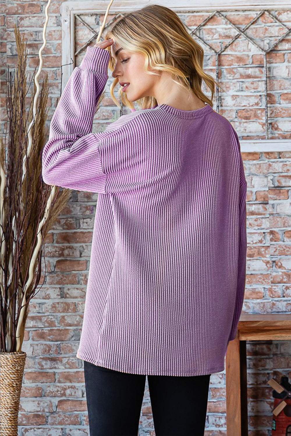 Heimish Full Size Round Neck Dropped Shoulder Blouse - Trendsi - Flyclothing LLC