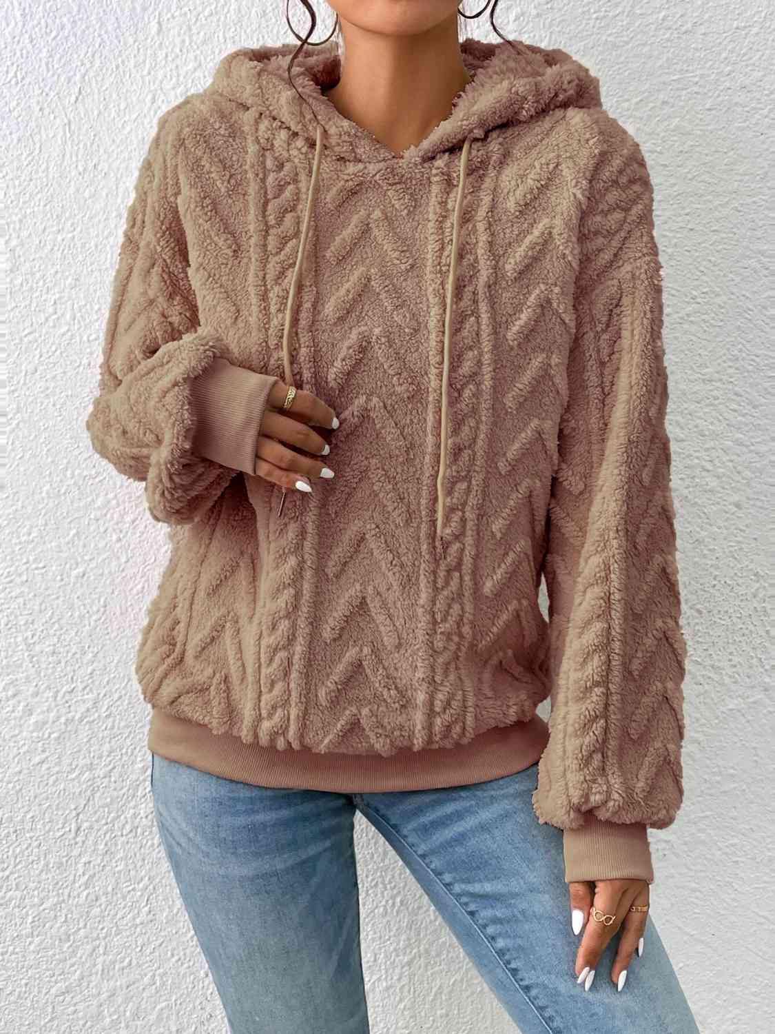 Drawstring Long Sleeve Hoodie - Trendsi