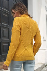 Turtleneck Dropped Shoulder Sweater - Trendsi - Flyclothing LLC