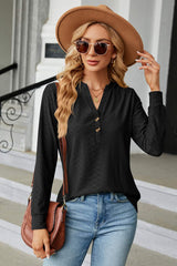 Notched Long Sleeve T-Shirt - Trendsi - Flyclothing LLC