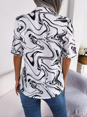 Printed Lapel Collar Shirt - Trendsi