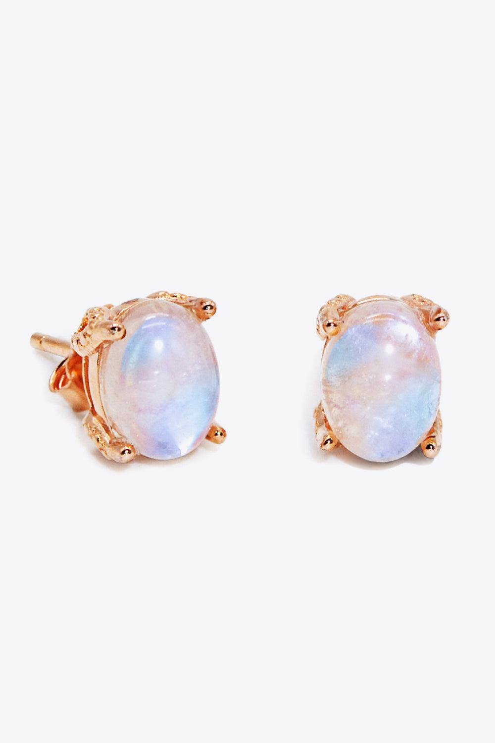 Natural Moonstone 4-Prong Stud Earrings - Flyclothing LLC