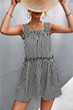 Striped Frill Trim Square Neck Dress - Trendsi