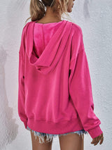 Dropped Shoulder Slit Hoodie - Trendsi - Flyclothing LLC
