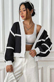 Contrast Open Front Long Sleeve Cardigan - Trendsi - Flyclothing LLC