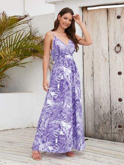 Printed Surplice Spaghetti Strap Dress - Trendsi - Flyclothing LLC