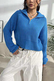Quarter Zip Dropped Shoulder Sweater - Trendsi - Flyclothing LLC