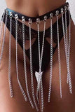 Fringed Chain PU Leather Belt - Trendsi