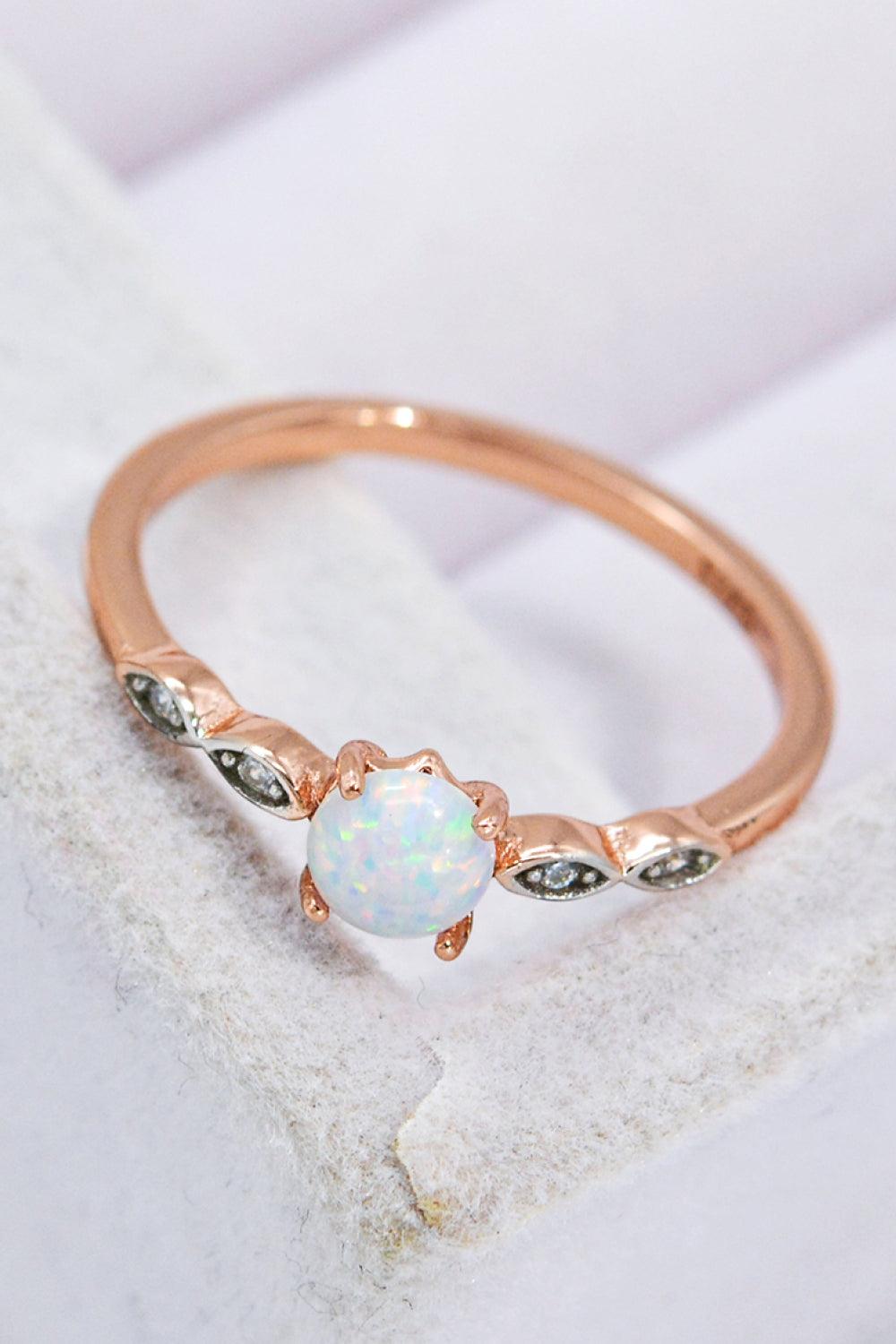 Opal Contrast Platinum-Plated Ring - Flyclothing LLC