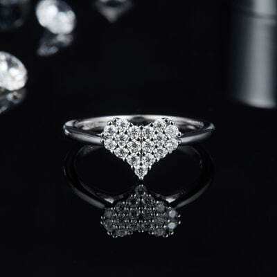 Moissanite 925 Sterling Silver Heart Ring - Trendsi - Flyclothing LLC