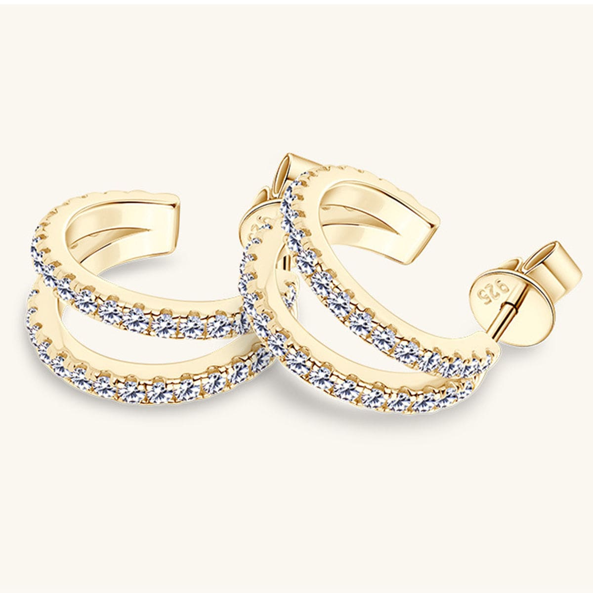 Moissanite 925 Sterling Silver C-Hoop Earrings - Trendsi