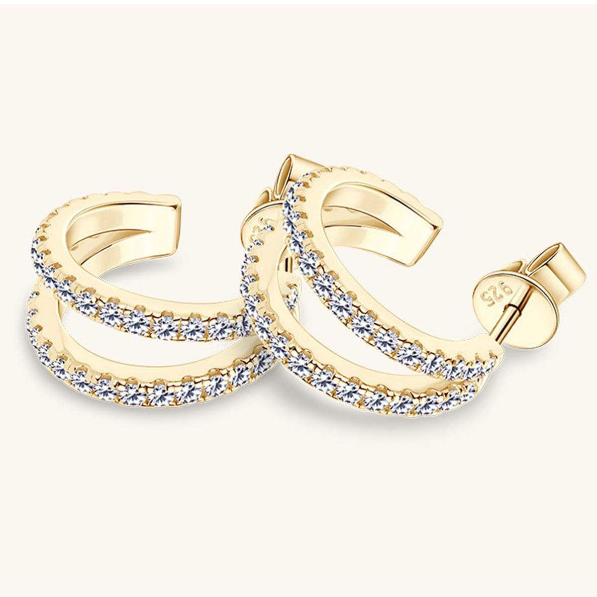 Moissanite 925 Sterling Silver C-Hoop Earrings - Trendsi - Flyclothing LLC