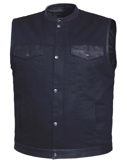 Unik International Mens Denim Leather Club Vest