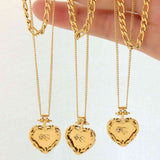 Heart Shape Double-Layered Stainless Steel Necklace - Trendsi - Flyclothing LLC