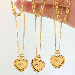 Heart Shape Double-Layered Stainless Steel Necklace - Trendsi
