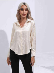 Printed Collared Neck Buttoned Shirt - Trendsi