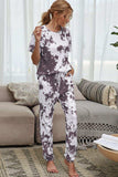Tie-Dye Tee and Drawstring Waist Joggers Lounge Set - Trendsi - Flyclothing LLC