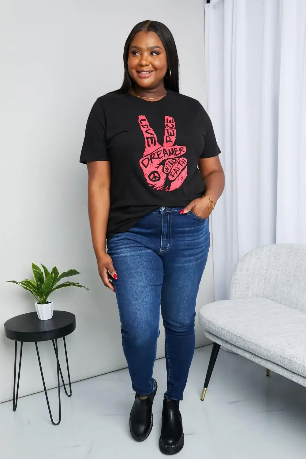 mineB Full Size Graphic Tunic T-Shirt - Trendsi - Flyclothing LLC