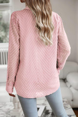Collared Neck Long Sleeve Pocketed Shirt - Trendsi