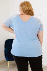 Plus Size V-Neck Raglan Sleeve Tee - Trendsi - Flyclothing LLC