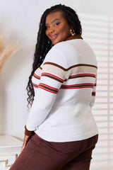 Basic Bae Striped Collared Neck Rib-Knit Top - Trendsi