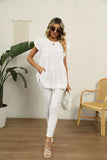 Swiss Dot Round Neck Tiered Blouse - Trendsi - Flyclothing LLC