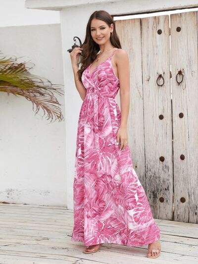 Printed Surplice Spaghetti Strap Dress - Trendsi - Flyclothing LLC