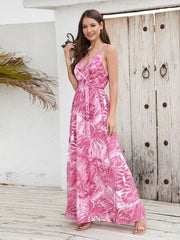 Printed Surplice Spaghetti Strap Dress - Trendsi