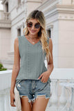 Eyelet V-Neck Tank - Trendsi - Flyclothing LLC