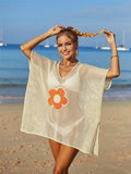 Openwork Flower V-Neck Short Sleeve Cover Up - Trendsi - Flyclothing LLC