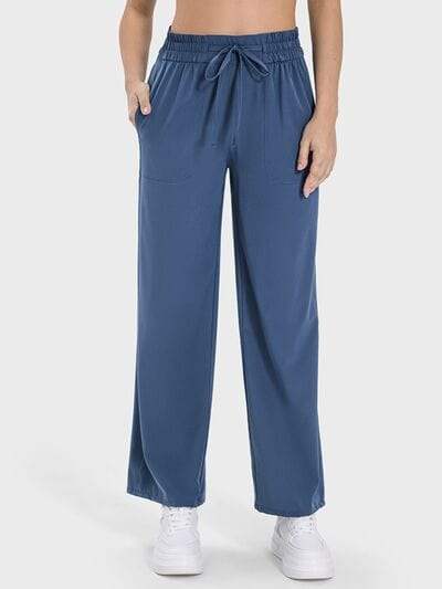 Drawstring Pocketed Active Pants - Trendsi - Flyclothing LLC