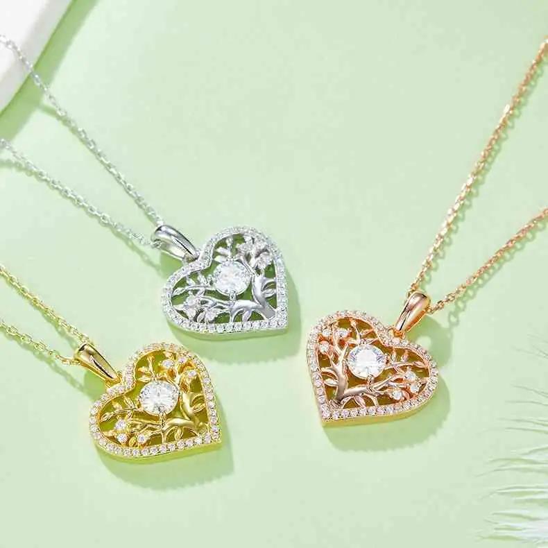 Moissanite 925 Sterling Silver Heart Shape Necklace - Trendsi