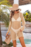 Cutout Round Neck Long Sleeve Cover-Up - Trendsi - Flyclothing LLC