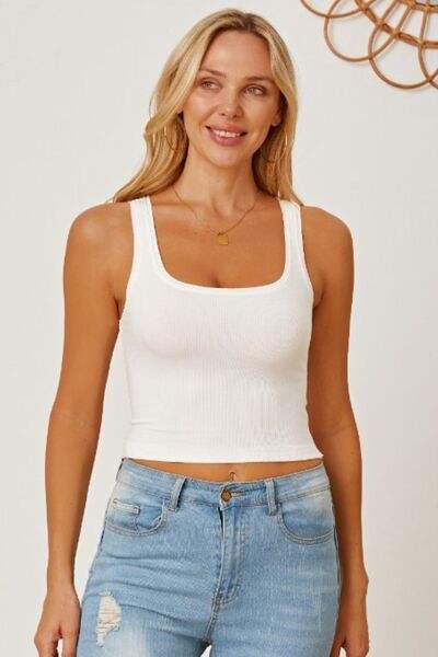 Square Neck Wide Strap Tank - Trendsi - Flyclothing LLC