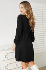 Double Take Scoop Neck Empire Waist Long Sleeve Dress - Trendsi - Flyclothing LLC