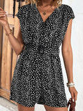 Animal Print Belted Romper - Trendsi