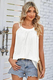 Openwork Round Neck Wide Strap Tank - Trendsi