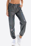 Glitter Elastic Waist Pants with Pockets - Trendsi