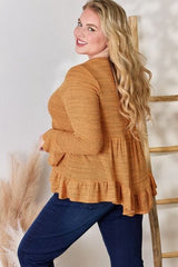 Hailey & Co Full Size V-Neck Flounce Sleeve Blouse - Trendsi