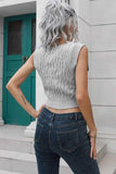Cable-Knit Deep V Cropped Knit Vest - Trendsi - Flyclothing LLC