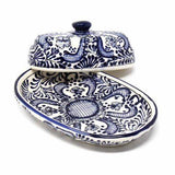 Handmade Pottery Butter Dish, Blue Flower - Encantada - Encantada - Flyclothing LLC