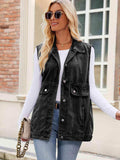 Button Up Collared Neck Denim Jacket with Pockets - Trendsi - Flyclothing LLC