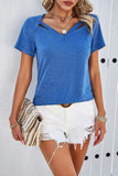 V-Neck Short Sleeve T-Shirt - Trendsi - Flyclothing LLC