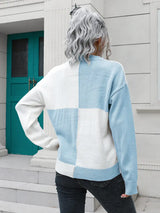 Contrast Drop Shoulder Sweater - Trendsi - Flyclothing LLC