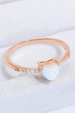 Natural Moonstone Heart 18K Rose Gold-Plated Ring - Trendsi