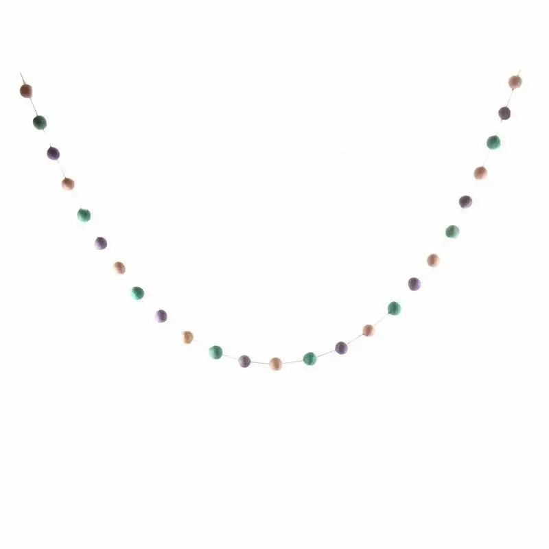 Hand Crafted Felt Pom Pom Garlands: Pink, Lavender, Turquoise - Global Groove Direct - Flyclothing LLC