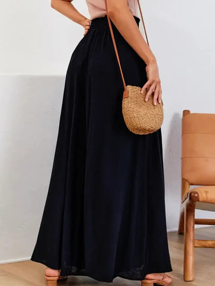 Drawstring Waist Wide Leg Pants - Trendsi - Flyclothing LLC