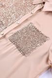 Sequin Button Front High-Low Shirt Dress - Trendsi