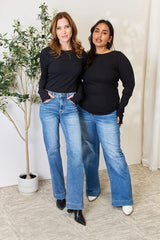 Culture Code Full Size Ribbed Round Neck Long Sleeve Top - Trendsi